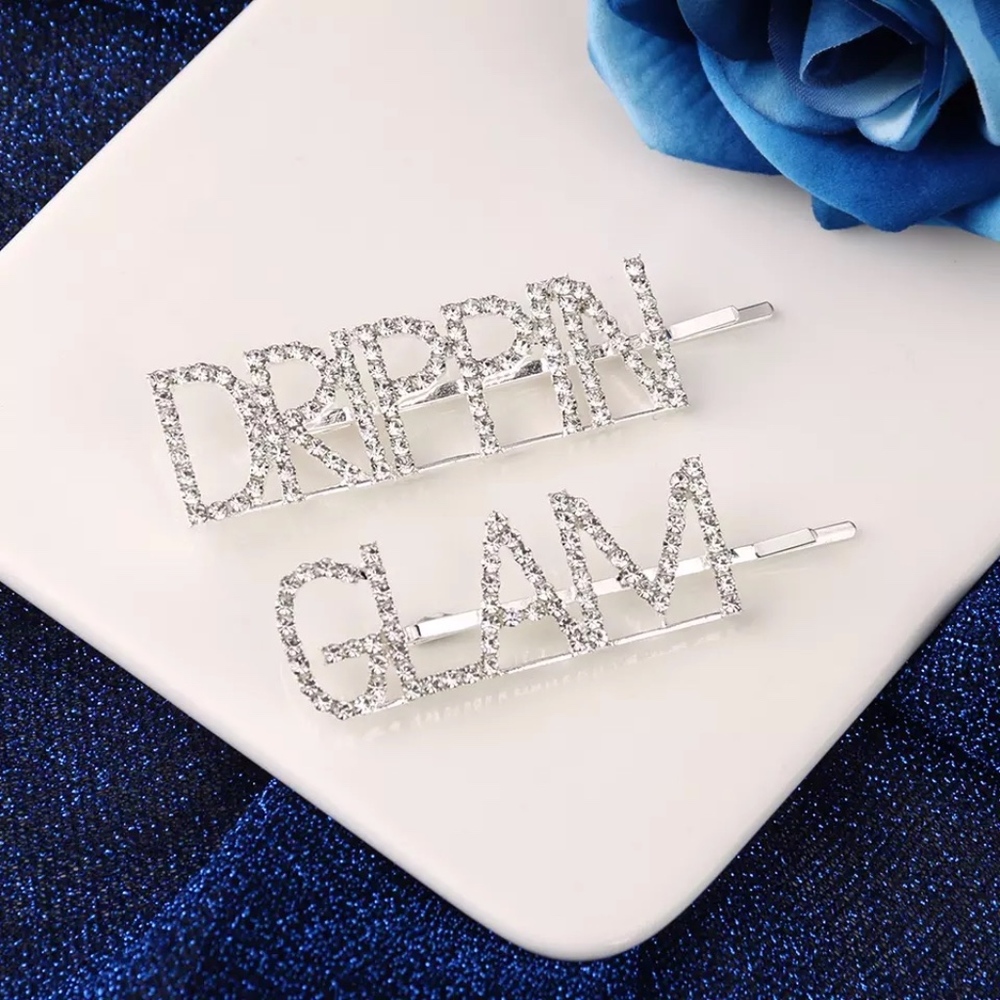 GLAM Silver Rhinestone Statement Hair Pin Clip - Picture 7 of 10